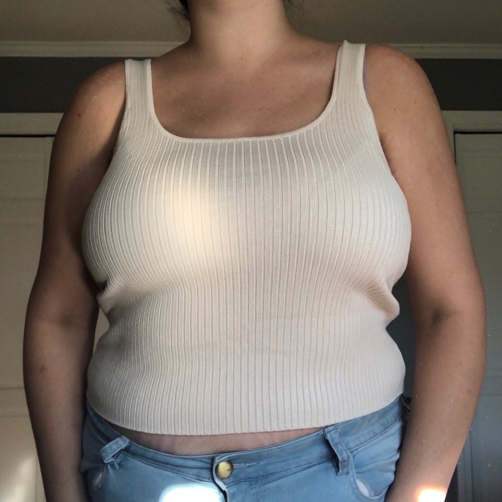 Forever 21 Nude Ribbed Scoop Neck Tank Top